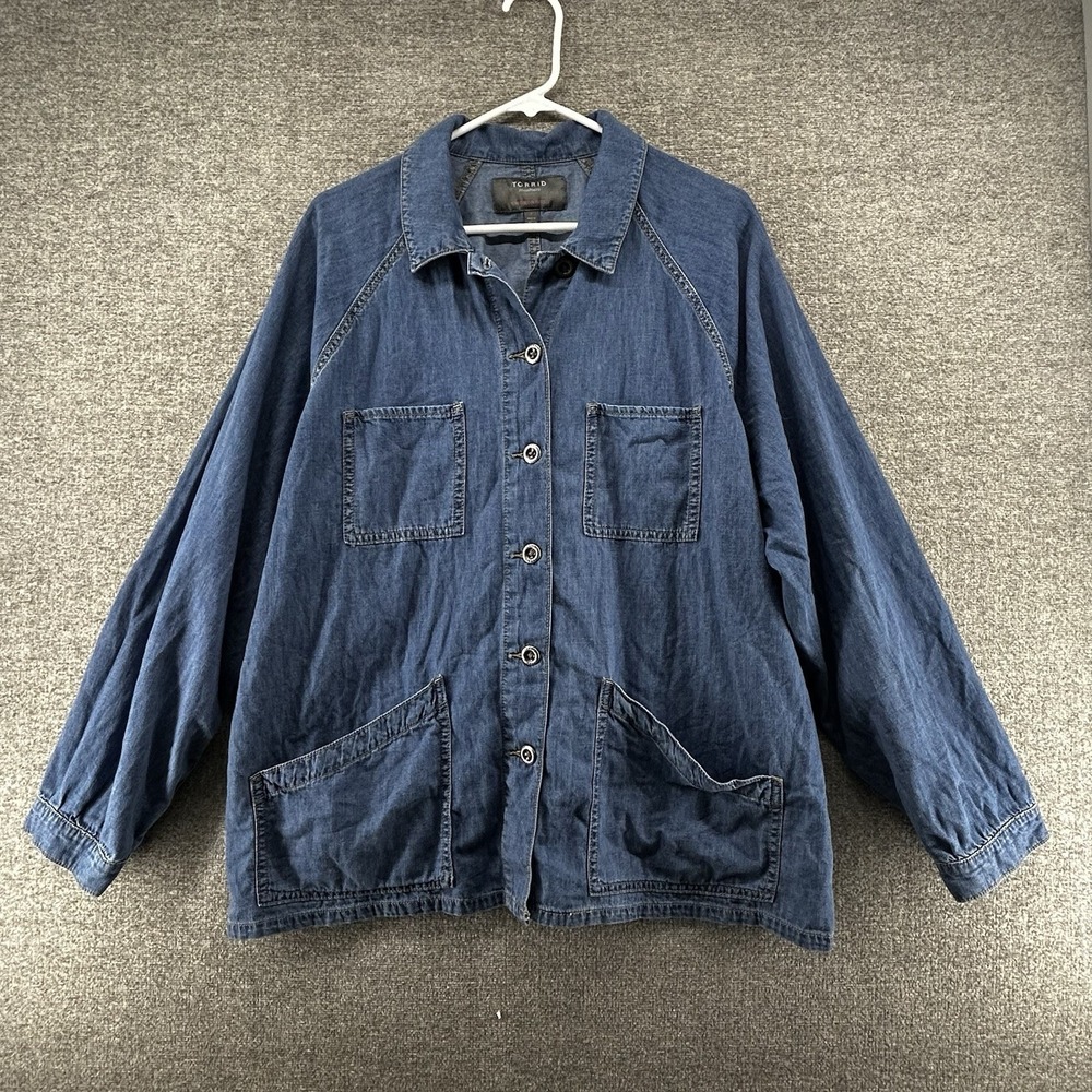 Torrid‎ Feel The Fit Jacket Women Size 2 Blue Denim Long Sleeve Casual